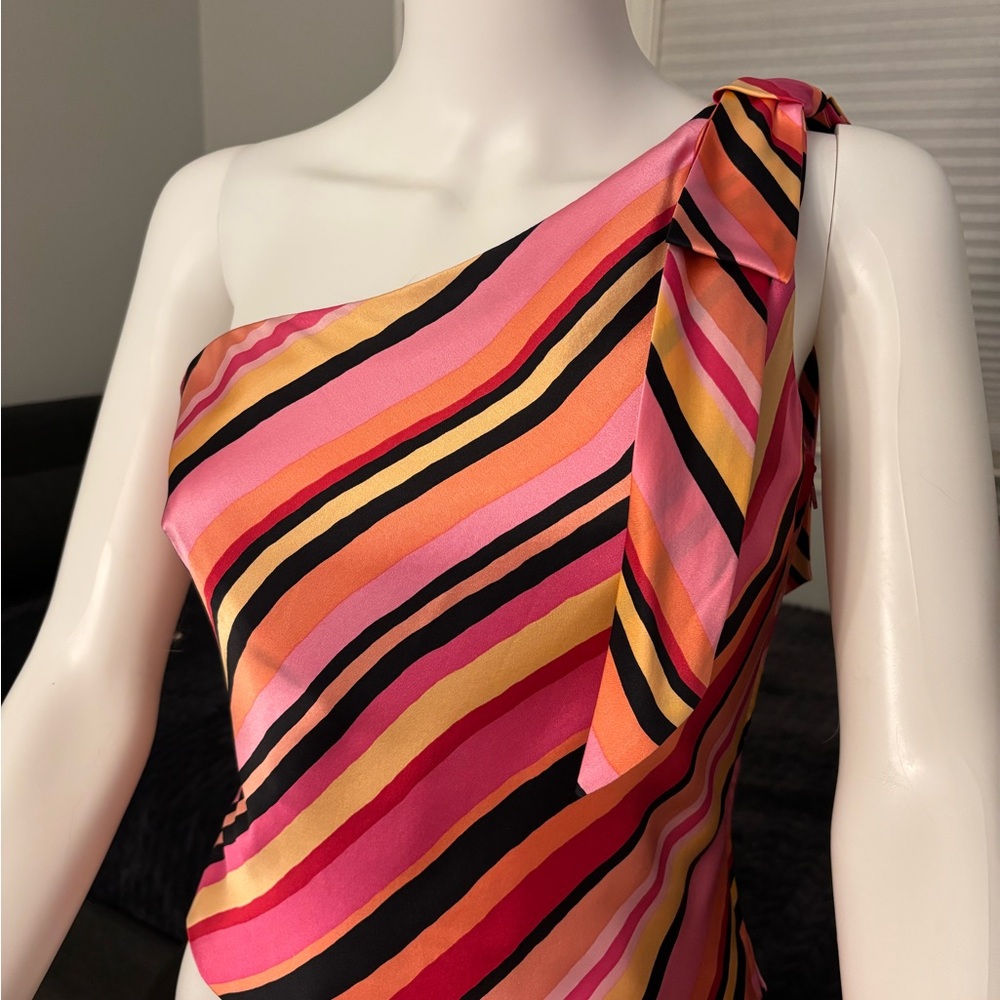 Kay Unger Multicolor Striped One-Shoulder Top - Picture 2 of 4